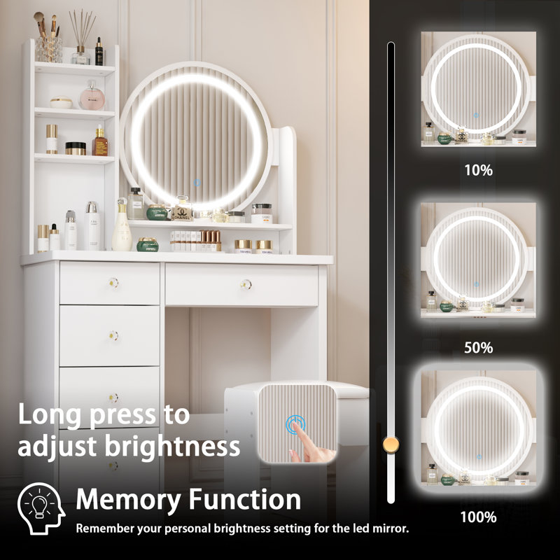 Wade Logan Hermanson Vanity Set with Mirror Reviews Wayfair